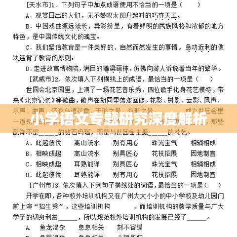 小学语文专题研究深度解析