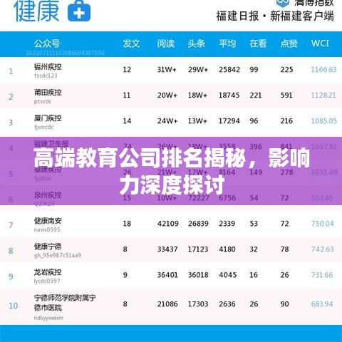 高端教育公司排名揭秘，影响力深度探讨