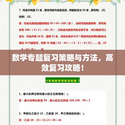数学专题复习策略与方法，高效复习攻略！