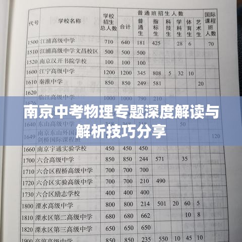 南京中考物理专题深度解读与解析技巧分享